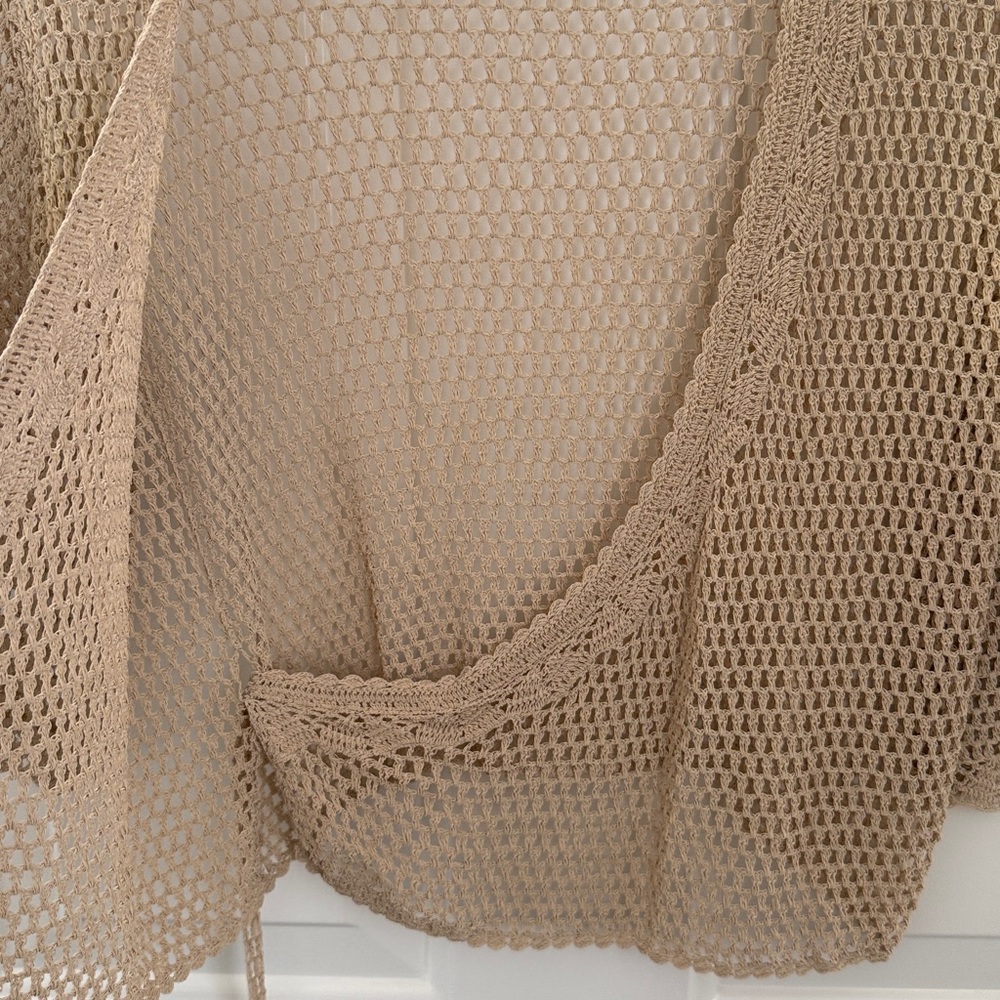 Theory Beige Open-Knit Shrug - Size Large - Picture 6 of 10